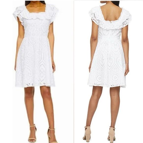 Ryegrass NWT Embroidered Eyelet Dress Sz 1X White Flare Ruffle Cottagecore Boho - Picture 1 of 10